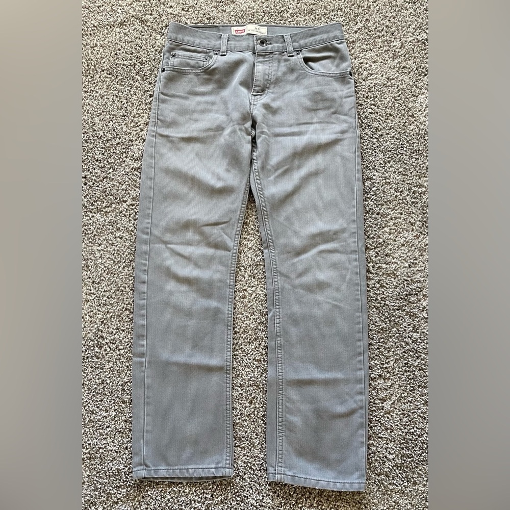 Levi's 513 Slim Straight Gray Corduroy Pants | Boys Youth Size 16 REG (W28 L28)